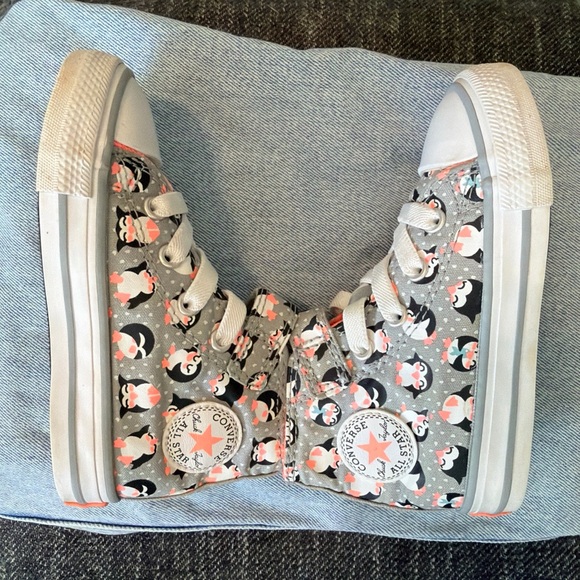 Converse Kids' Gray and Orange High-Top Sneakers Toddler Infant Baby Size 7 Owls - Picture 7 of 7